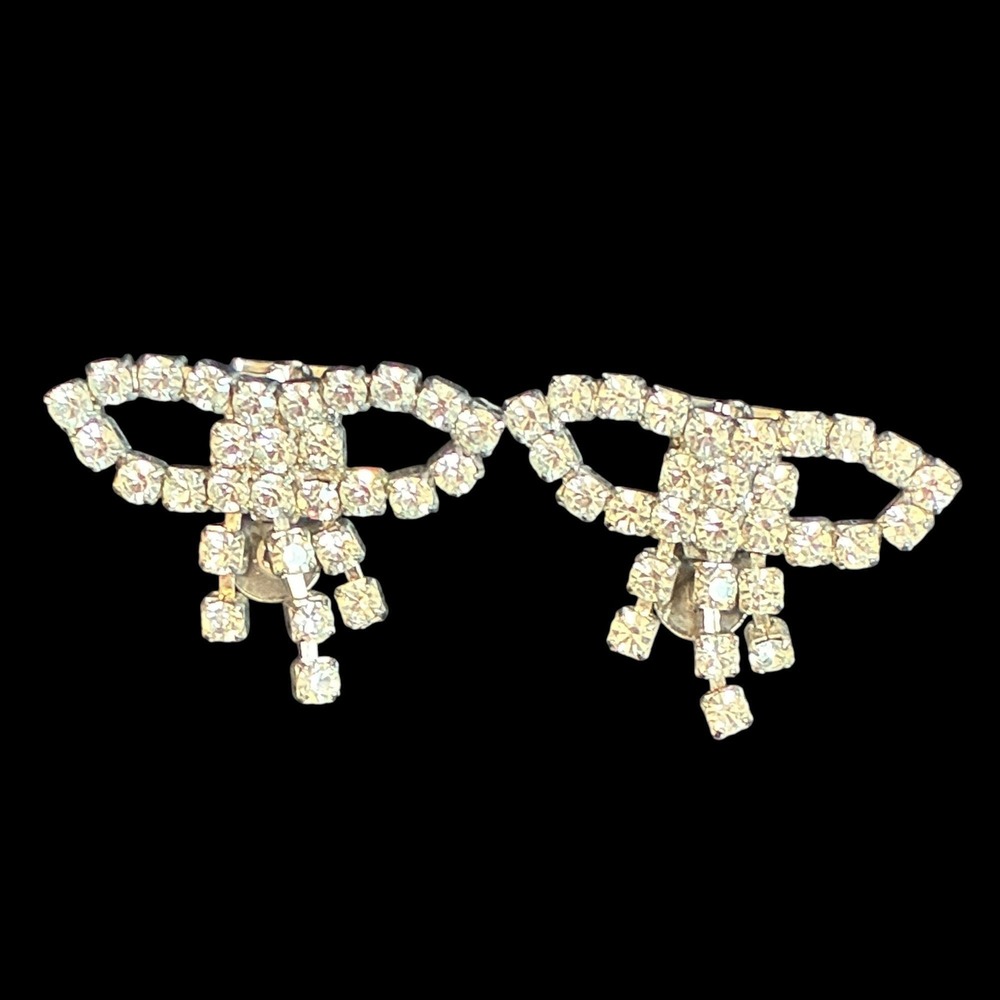 Vintage S.G. D'Or Silver Tone Rhinestone Shoe Clips Signed Pair